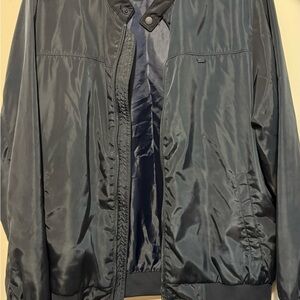 Peter England Black Windbreaker with Ribbed Trim